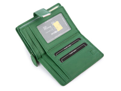 Portfel damski zielony RFID średni skórzany Money Maker - obrazek 5