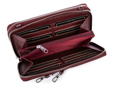 Portfel damski z paskiem na ramię bordowy Jennifer Jones - obrazek 4