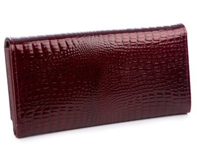 Burgundowy portfel damski z wewnętrzną kieszenią na bilon na bigiel - obrazek 2