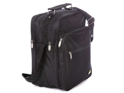 Czarna pionowa materiałowa torba męska do pracy Sanchez - obrazek 3