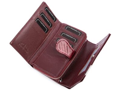 Ciemno czerwony czereśniowy portfel damski lakierowany RFID Jennifer Jones - obrazek 4