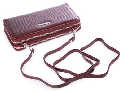 Portfel damski z paskiem na ramię bordowy Jennifer Jones - obrazek 7