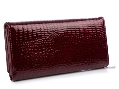 Burgundowy portfel damski lakierowany duży Jennifer Jones RFID - obrazek 3