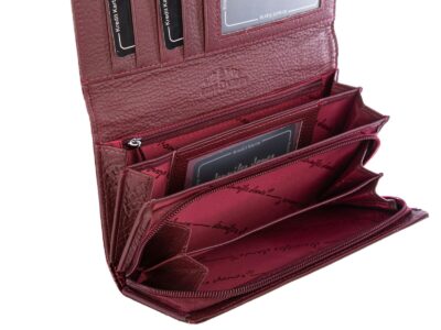 Burgundowy portfel damski lakierowany duży Jennifer Jones RFID - obrazek 6