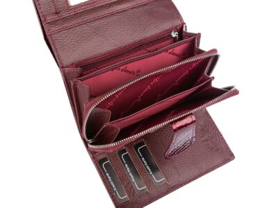 Ciemno czerwony czereśniowy portfel damski lakierowany RFID Jennifer Jones - obrazek 6