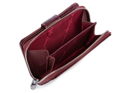 Średni portfel damski bordowy lakierowany Jennifer Jones RFID - obrazek 7