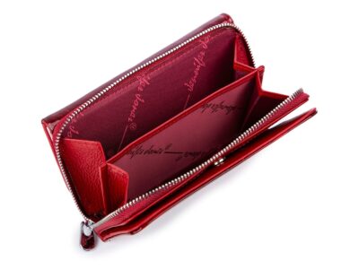 Elegancki wiśniowy portfel damski z kieszenią na monety zapinaną na zamek - obrazek 8