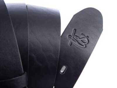 Pasek męski do spodni z grubej skóry naturalnej czarny SERGEJ 115 cm - obrazek 6