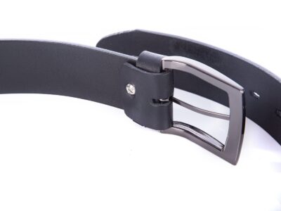 Pasek męski do spodni z grubej skóry naturalnej czarny SERGEJ 115 cm - obrazek 7