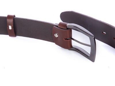 Pasek męski do spodni z grubej skóry naturalnej brązowy SERGEJ 115 cm - obrazek 6