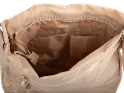 Jasnobeżowa lekka torebka na ramię poszerzana Bag Street - obrazek 5