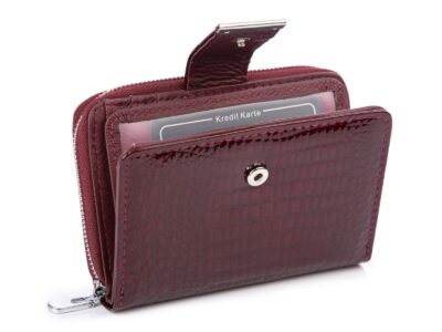 Średni portfel damski bordowy lakierowany Jennifer Jones RFID - obrazek 3