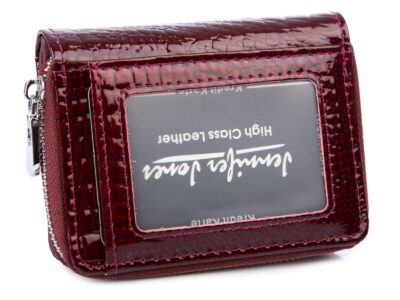 Mały bordowy portfel damski lakierowany Jennifer Jones - obrazek 2