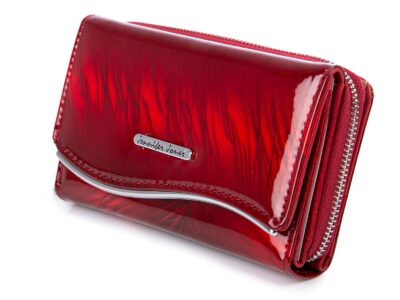 Elegancki wiśniowy portfel damski z kieszenią na monety zapinaną na zamek - obrazek 2