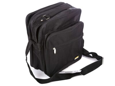 Czarna pionowa materiałowa torba męska do pracy Sanchez - obrazek 6