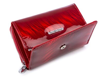 Elegancki wiśniowy portfel damski z kieszenią na monety zapinaną na zamek - obrazek 3