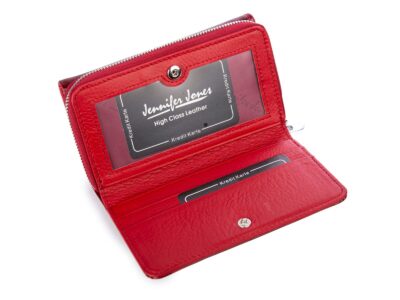 Elegancki wiśniowy portfel damski z kieszenią na monety zapinaną na zamek - obrazek 5