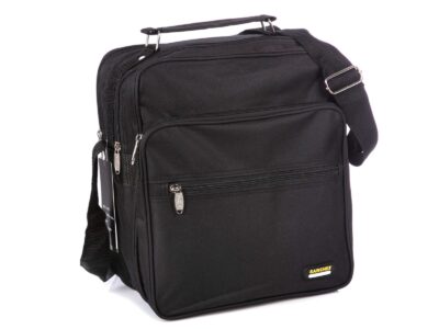 Czarna pionowa materiałowa torba męska do pracy Sanchez - obrazek 2