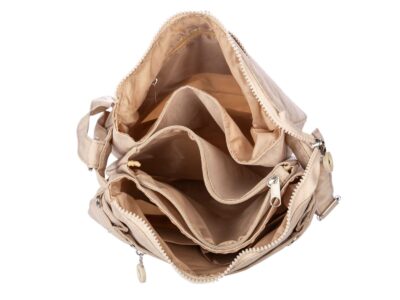 Lekka materiałowa torebka na ramię z wieloma przegródkami jasny beż Bag Street - obrazek 6