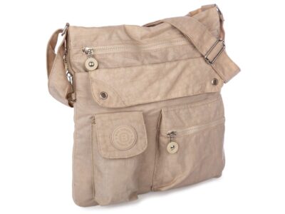 Jasnobeżowa lekka torebka na ramię poszerzana Bag Street - obrazek 2