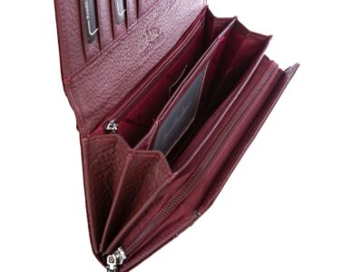 Burgundowy portfel damski lakierowany duży Jennifer Jones RFID - obrazek 5