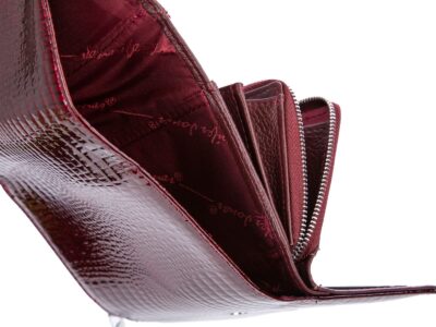 Ciemno czerwony czereśniowy portfel damski lakierowany RFID Jennifer Jones - obrazek 7