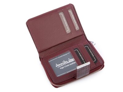 Średni portfel damski bordowy lakierowany Jennifer Jones RFID - obrazek 5