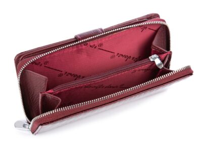 Bordowy portfel damski lakierowany Jennifer Jones duży RFID - obrazek 6