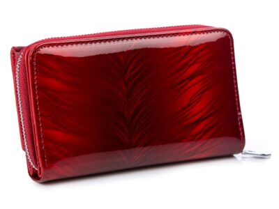 Elegancki wiśniowy portfel damski z kieszenią na monety zapinaną na zamek - obrazek 4