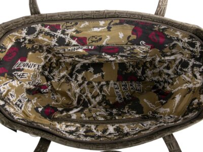 Duża shopperka damska ciemnoszara tłoczona na wzóe skóry krokodyla - obrazek 7