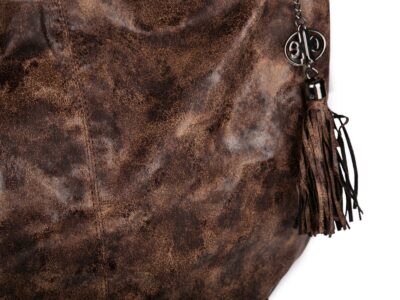 Torebka damska brązowa typu worek cieniowana brązowa miękka Jennifer Jones - obrazek 2