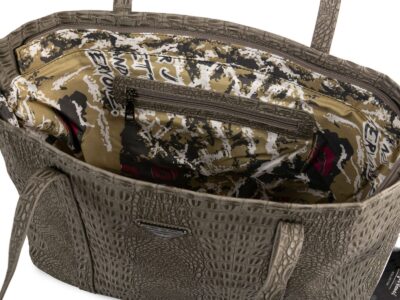 Duża shopperka damska ciemnoszara tłoczona na wzóe skóry krokodyla - obrazek 8