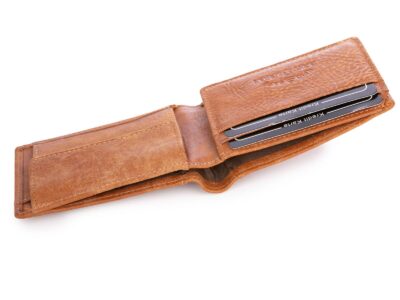 Mały brązowy portfel męski kieszonkowy RFID - obrazek 6