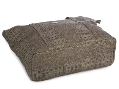 Duża shopperka damska ciemnoszara tłoczona na wzóe skóry krokodyla - obrazek 6