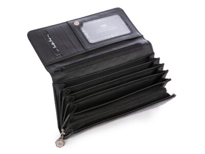 Duży czarny portfel damski z miękkiej skóry ekologicznej Jennifer Jones - obrazek 3