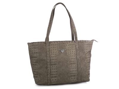 Ciemnoszara torba damska shopperka tłocozna jak skóra krokodyla