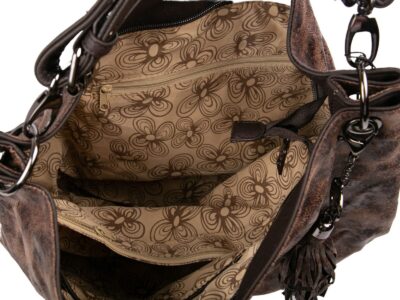 Torebka damska brązowa typu worek cieniowana brązowa miękka Jennifer Jones - obrazek 6