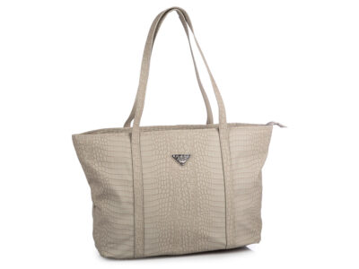 Duża i pojemna torba damska typu shopper-bag w kolorze szarym z tłoczeniem imitującym wygląd skóry krokodyla Jennifer Jones.