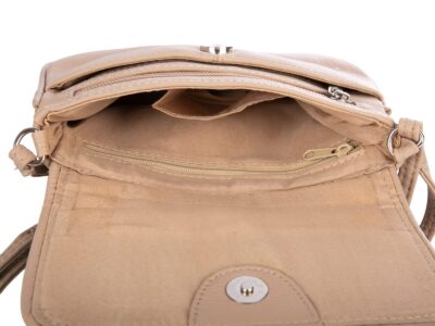 Mała beżowa torebka damska ze skóry naturalnej Jennifer Jones - obrazek 6