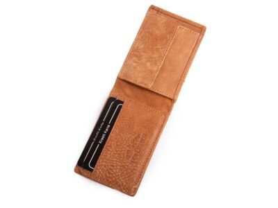 Mały brązowy portfel męski kieszonkowy RFID - obrazek 3