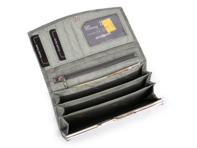 Klasyczny skórzany portfel damski szary z kiszenią na bigiel Money Maker - obrazek 3