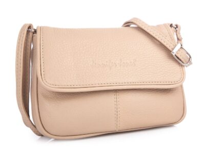 Mała beżowa torebka damska ze skóry naturalnej Jennifer Jones