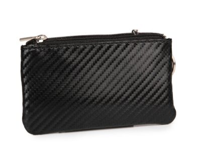 Etui na klucze czarne z wzorem carbon - obrazek 2