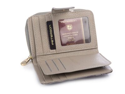 Portfel damski srebrny w motylki z dwoma kieszeniami na monety PETERSON - obrazek 4