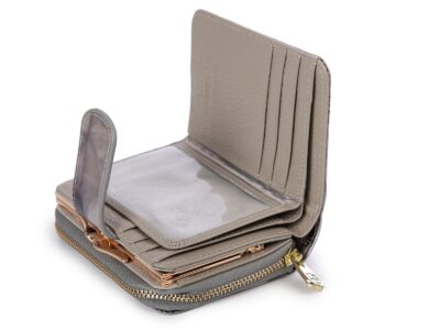 Portfel damski srebrny w motylki z dwoma kieszeniami na monety PETERSON - obrazek 6