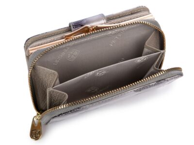 Portfel damski srebrny w motylki z dwoma kieszeniami na monety PETERSON - obrazek 8