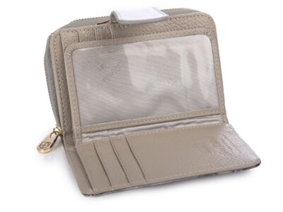 Portfel damski srebrny w motylki z dwoma kieszeniami na monety PETERSON - obrazek 5