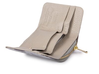 Mały portfel damski PETERSON Srebrny w granatowe motylki RFID - obrazek 5