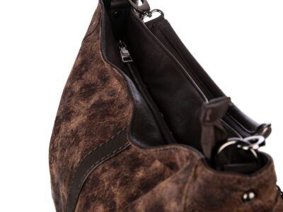 Torebka damska brązowa marmurkowa worek A4 elegancka do ręki Jennifer Jones - obrazek 5