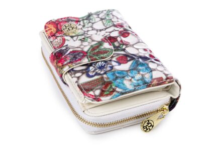 Średni portfel damski lakierowany w kolorowe kwiatki wzorki Gregorio RFID - obrazek 3